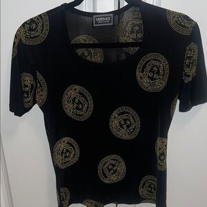 Versace Black and Gold Medusa Short Sleeve Tee